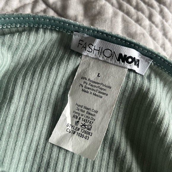 FASHION NOVA Sage Ruched And Stunning Ribbed Top - Picture 3 of 3